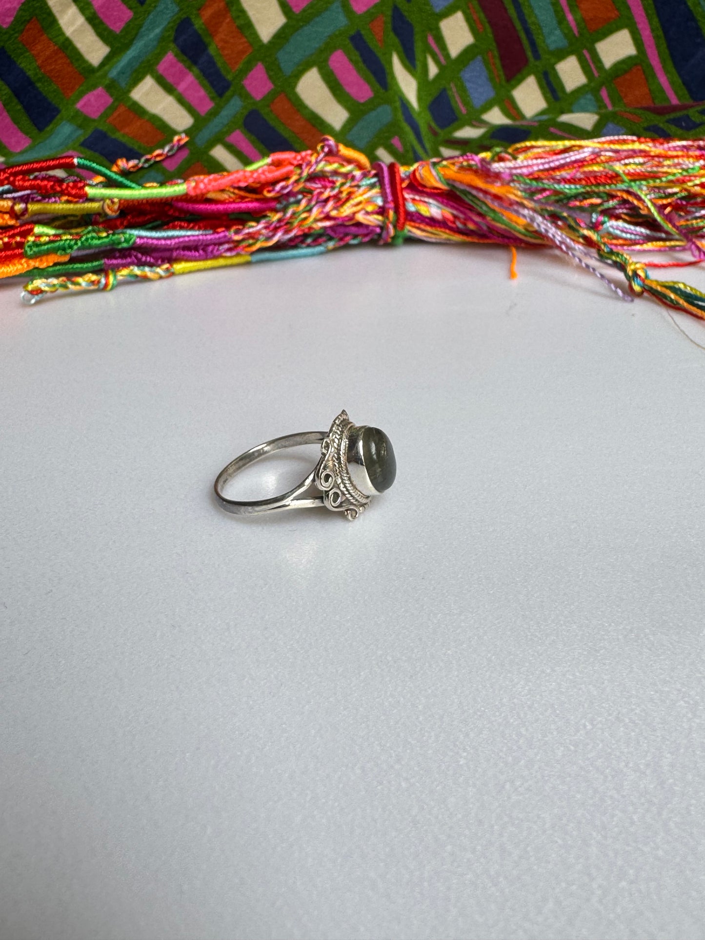 925 silver labradorite ring size 17 - 4LA