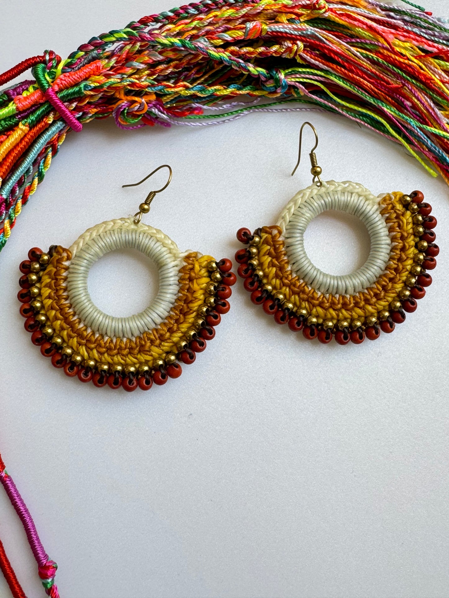 Golden macramé earrings