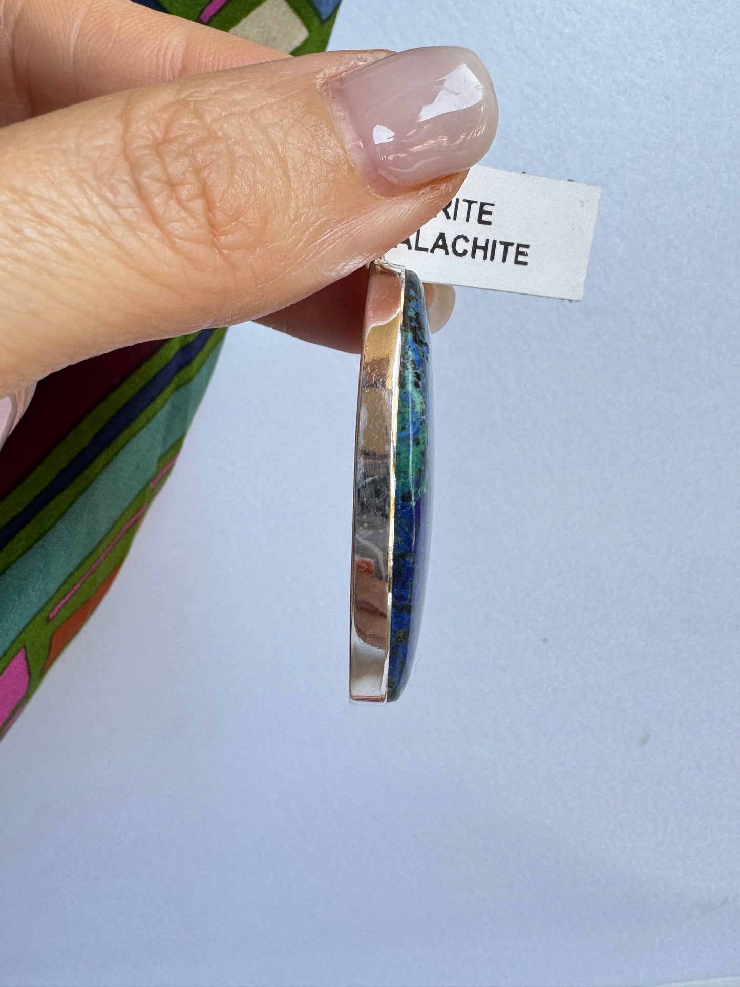 Ciondolo argento 925 azzurrite malachite 25K