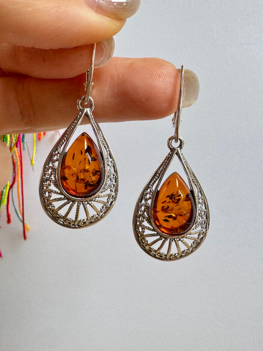 925 silver amber earrings 35AM