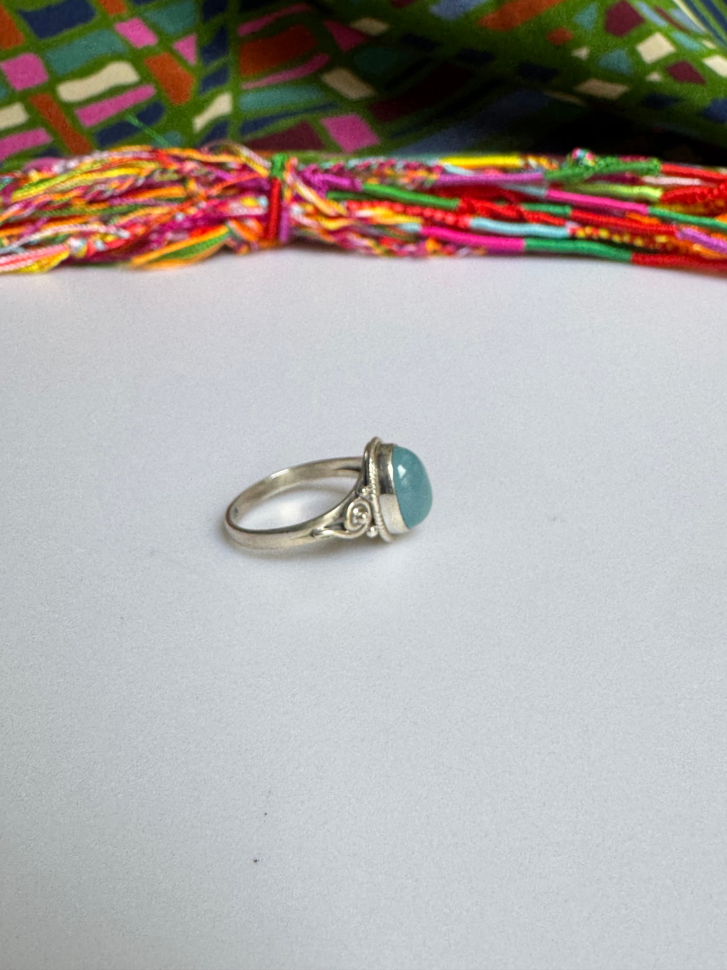 925 silver chalcedony ring size 16 - 9L