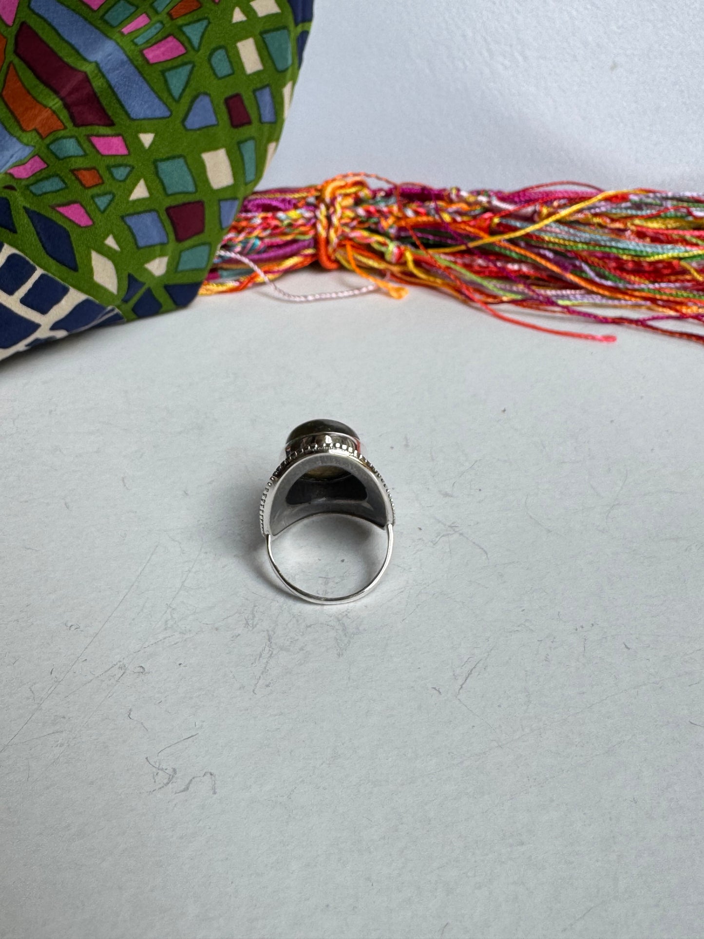 925 silver labradorite ring size 13 - 17K
