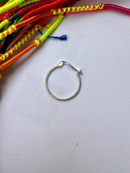 Single earring smooth circle cm 925 silver 2cm W28
