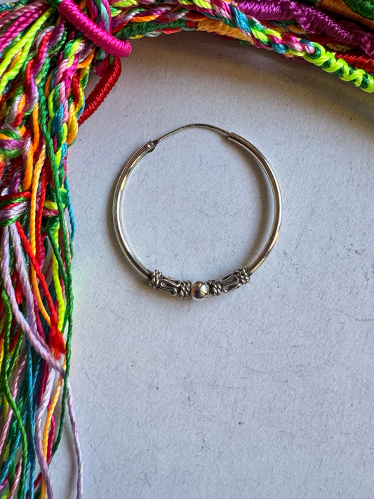 Single boho hoop earring in 925 silver