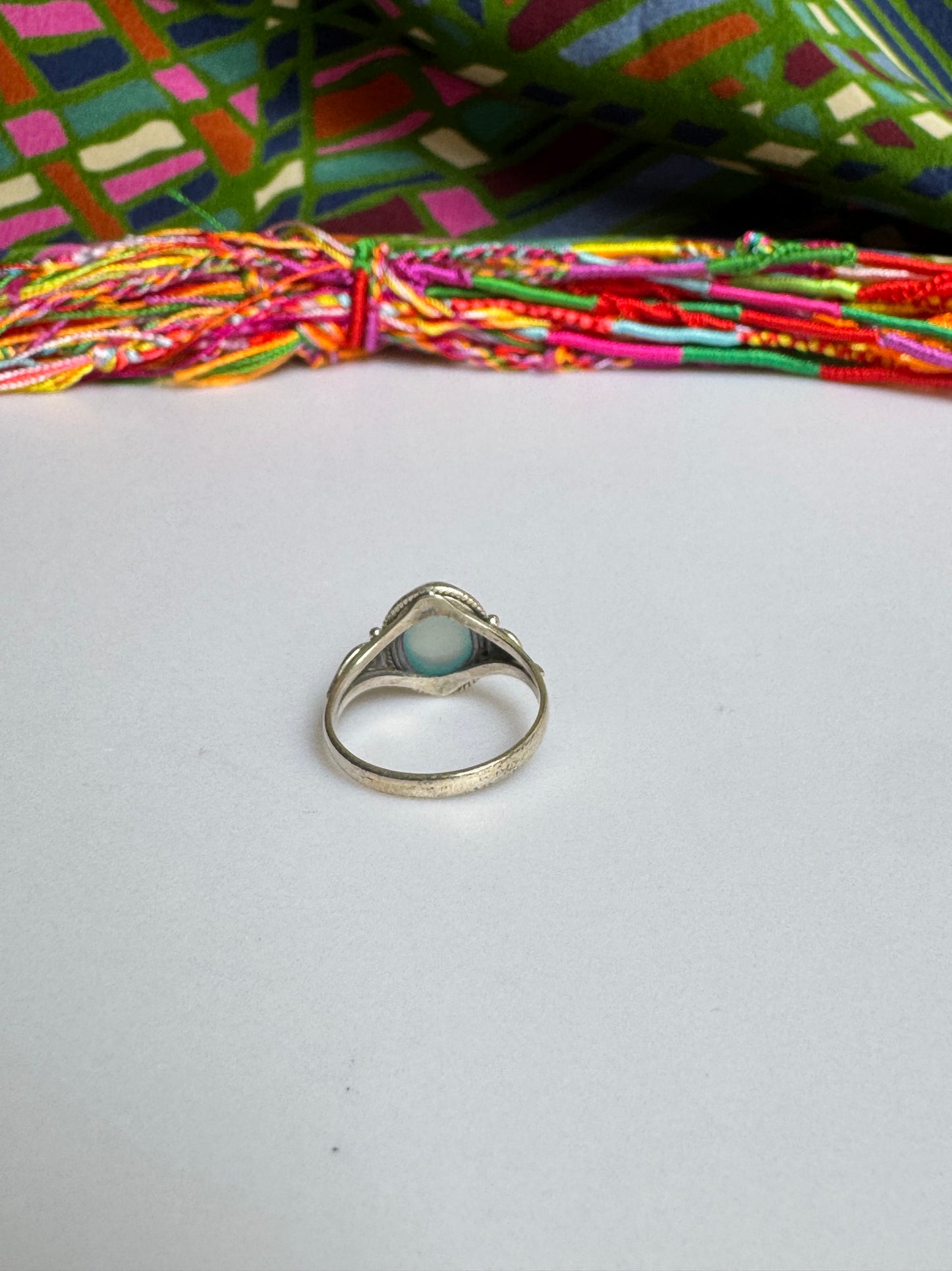 925 silver chalcedony ring size 16 - 9L