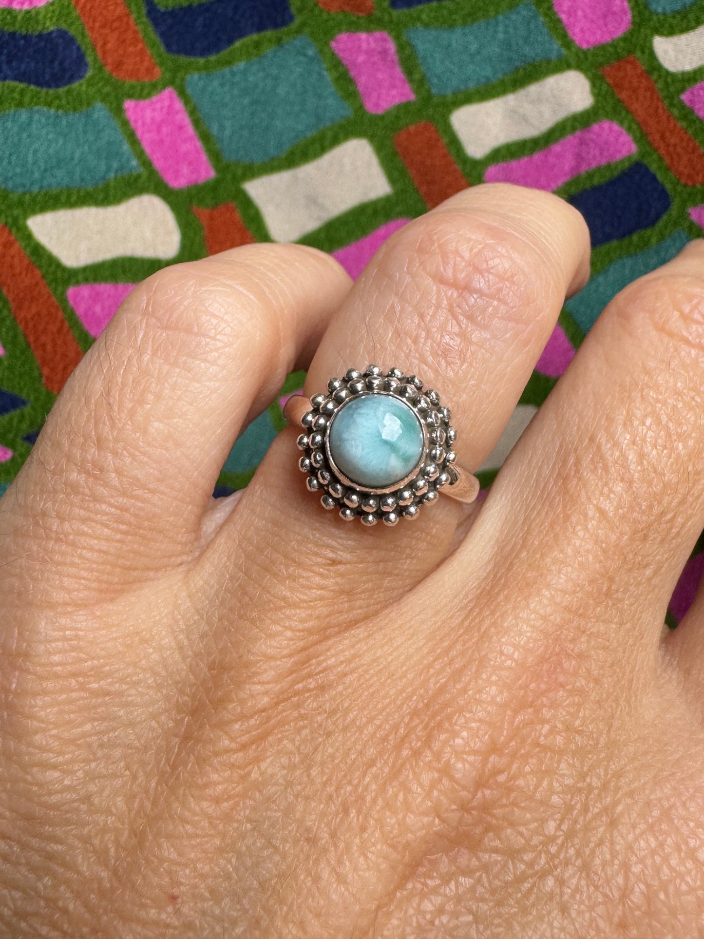 925 silver larimar ring size 10/11 2L
