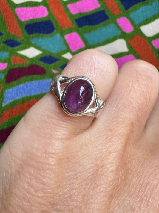 925 silver amethyst ring size 8 - 1A