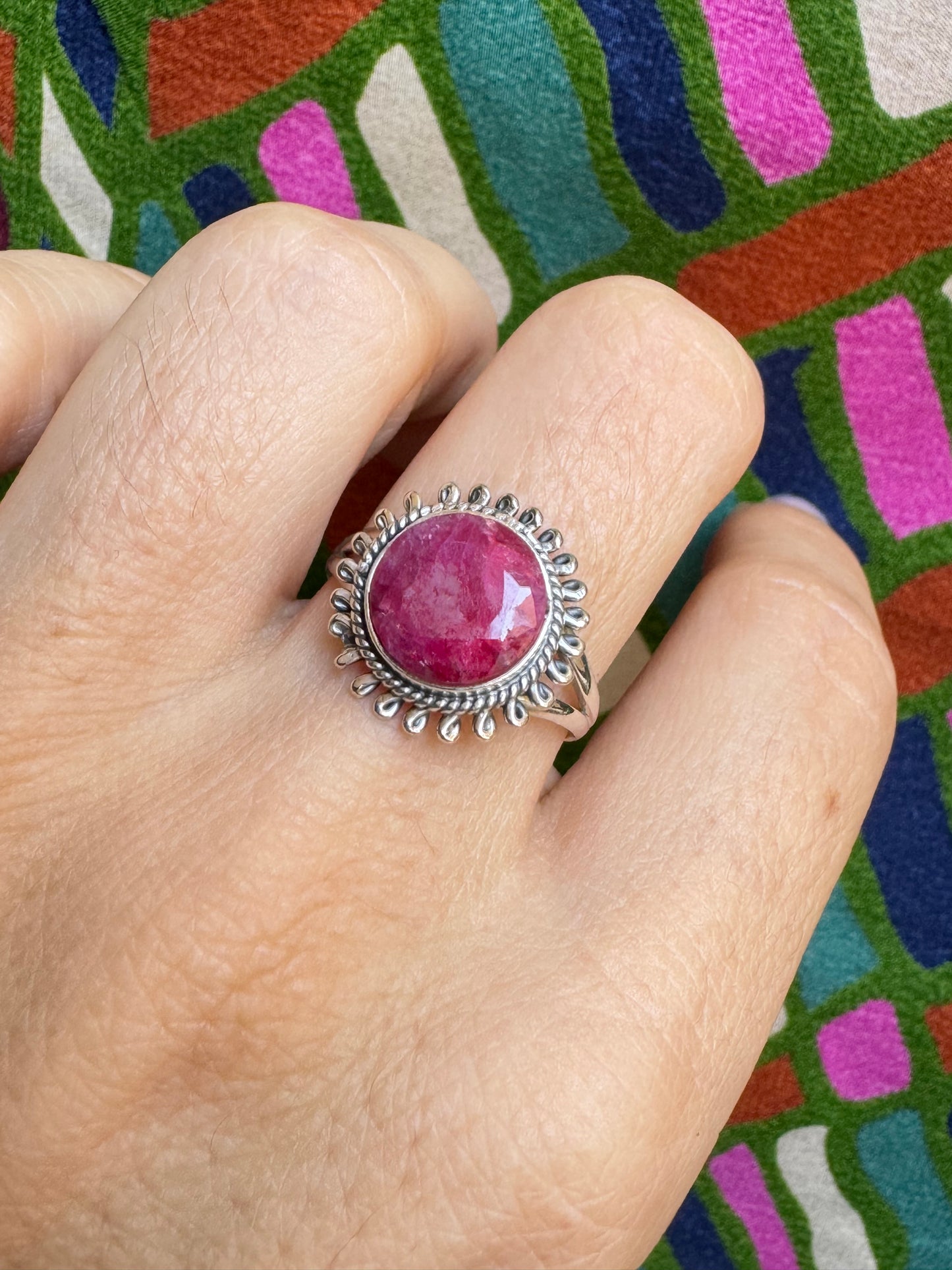 925 silver ring ruby ​​root T84