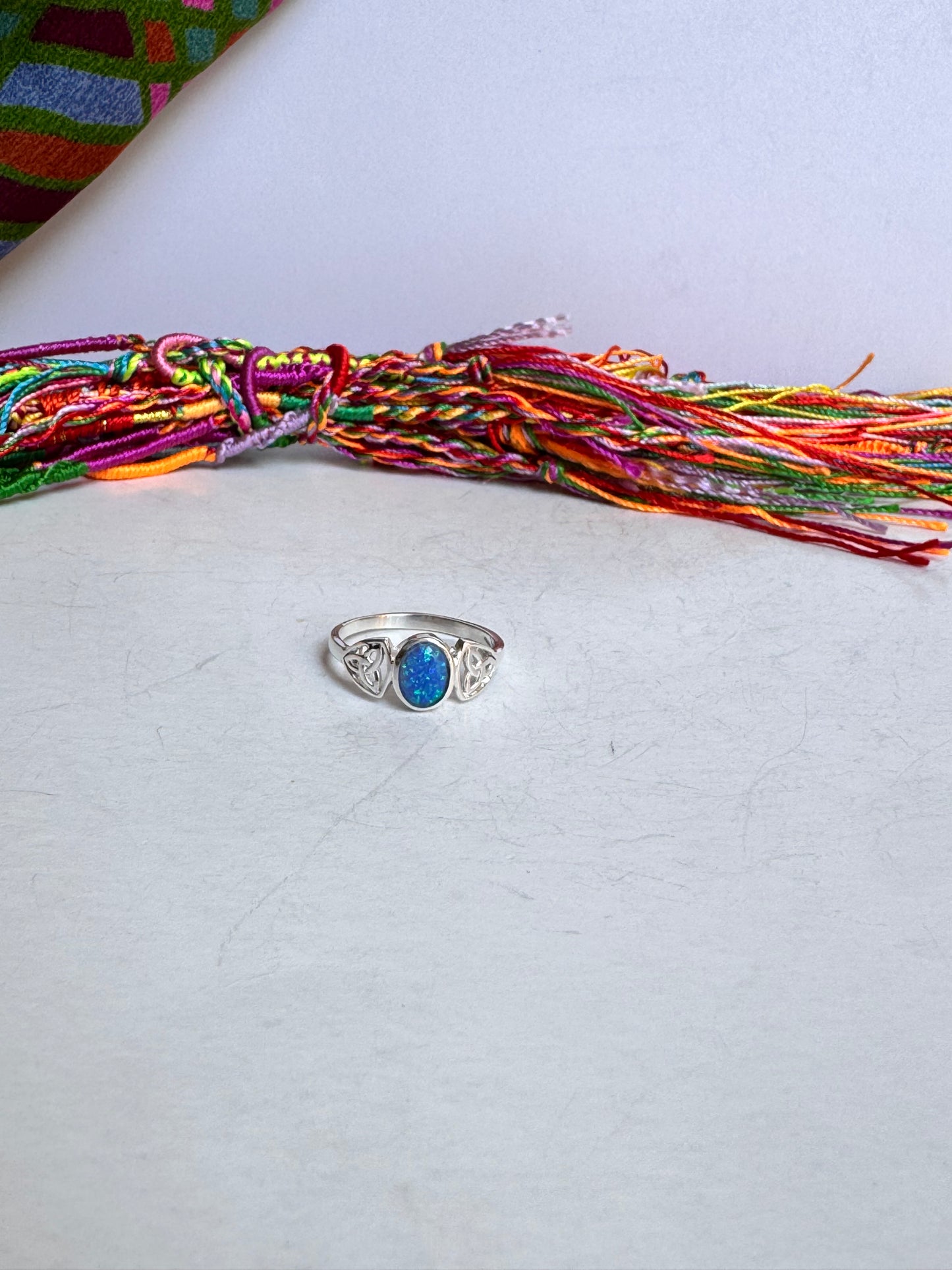 Anello argento 925 opale blu misura 22 14OP