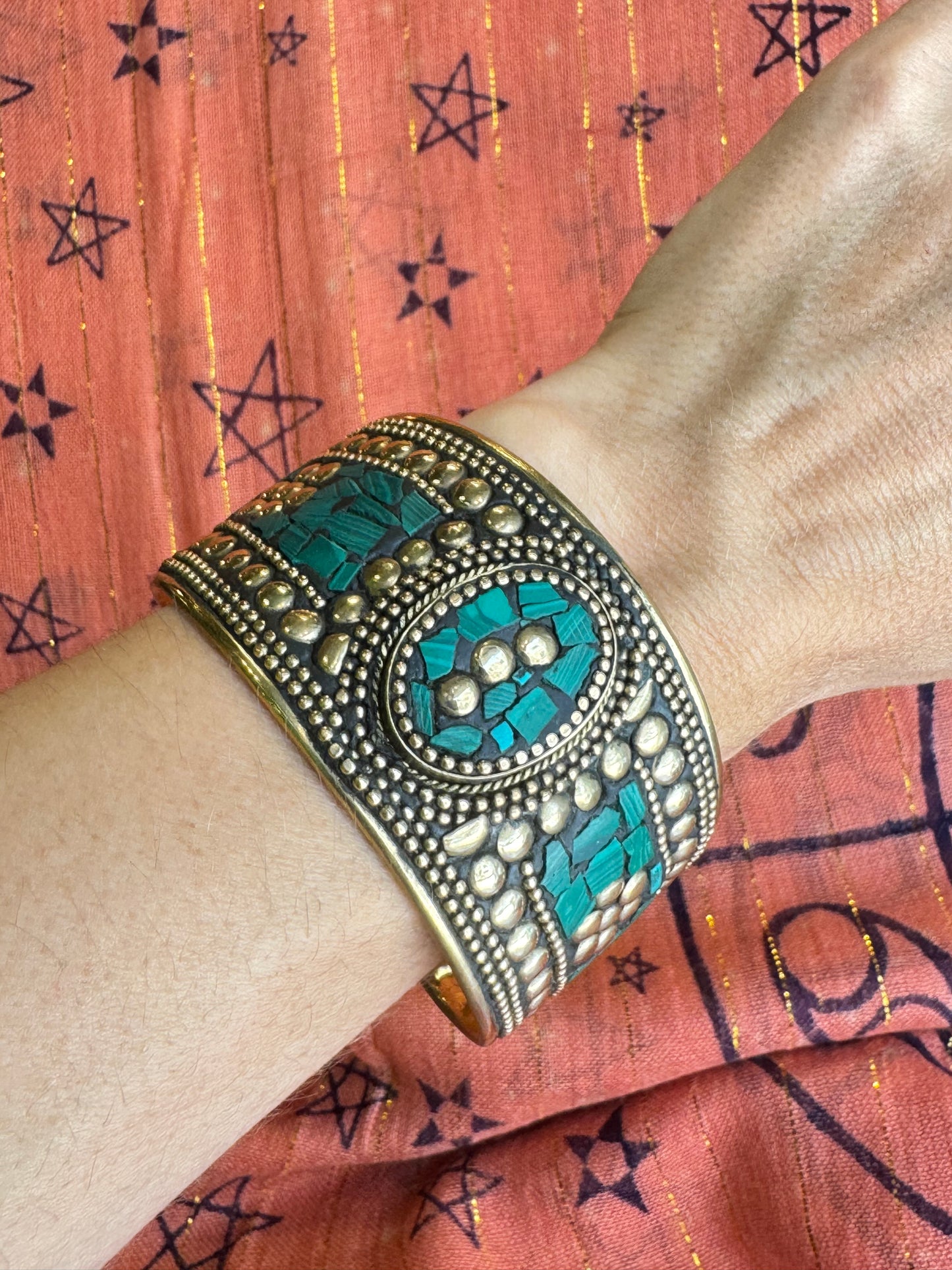 Nepalese green mosaic bracelet