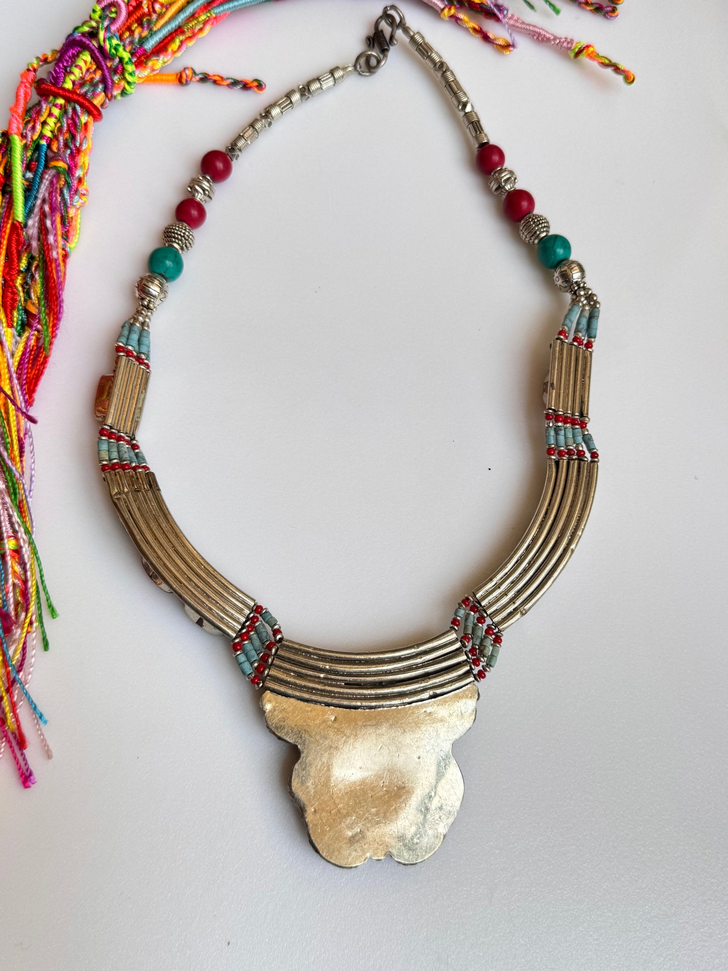 Collana nepalese metallo pietre vintage anni 70
