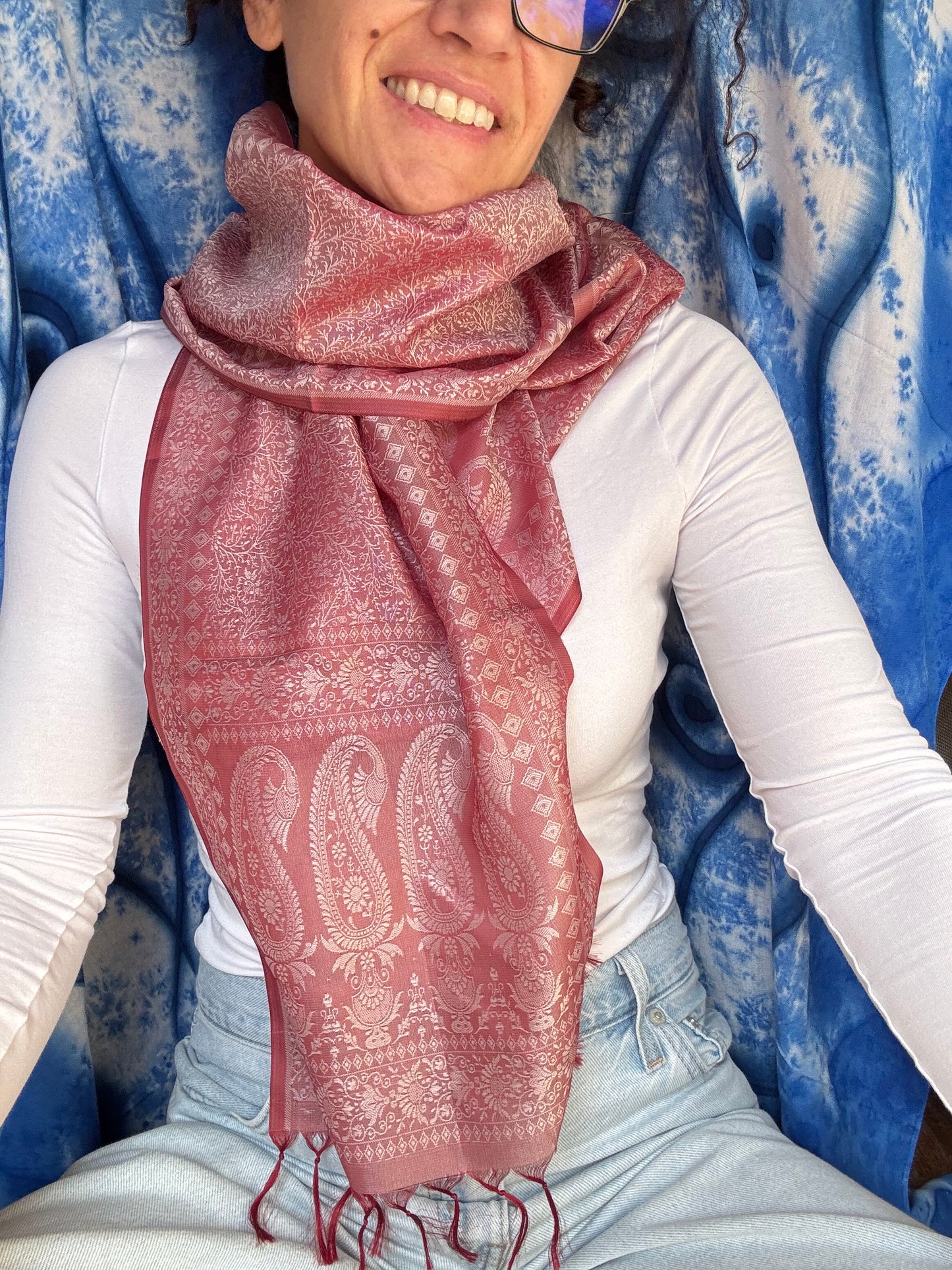 Pashmina stola India rosa
