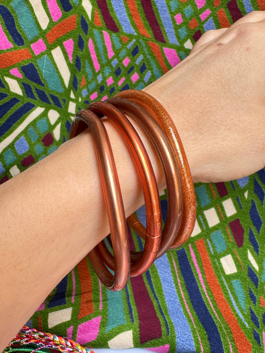 4-teiliges Armreif-Armband in Bronze und Gold