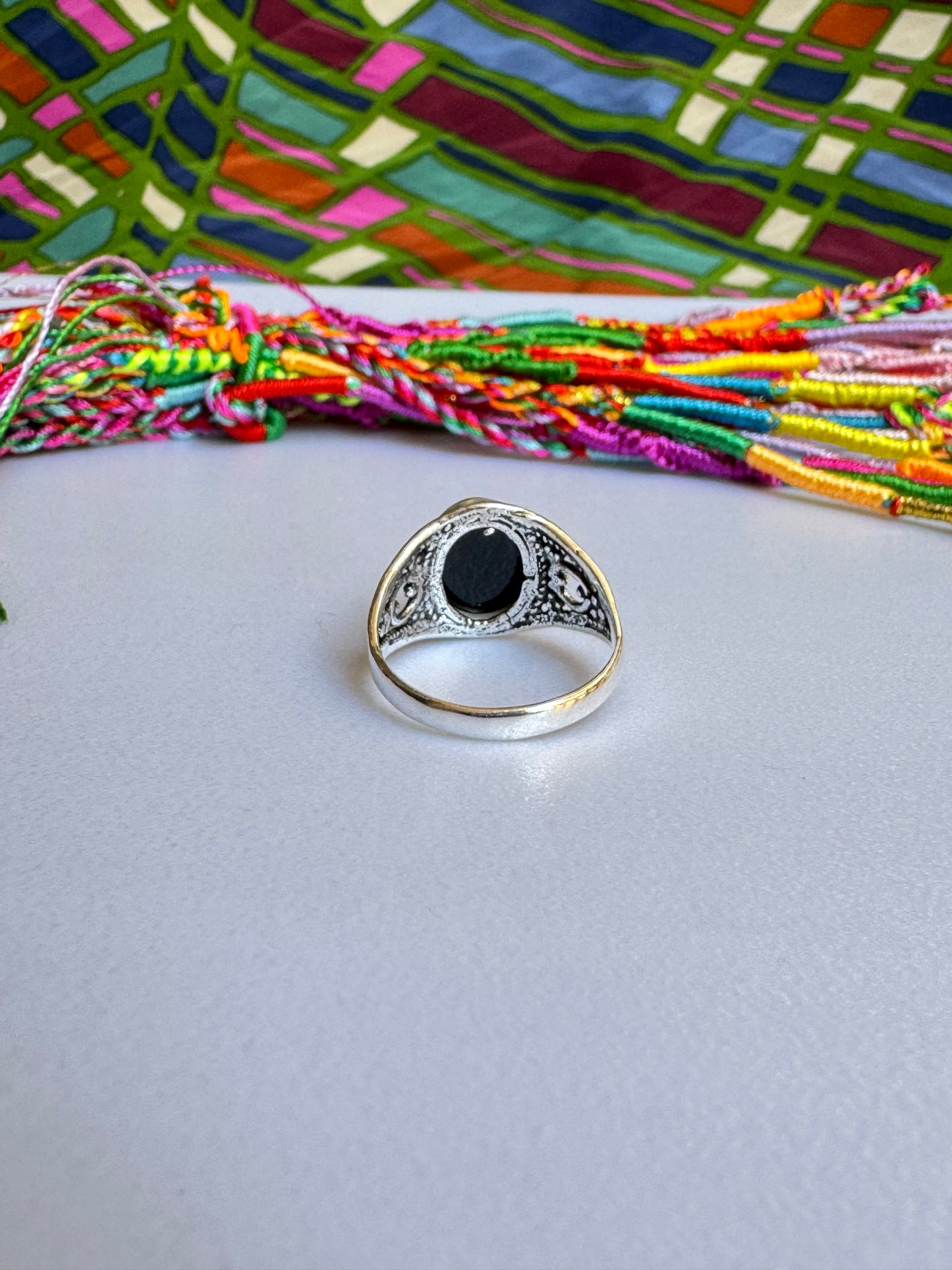 Black Onyx Silver Ring T66