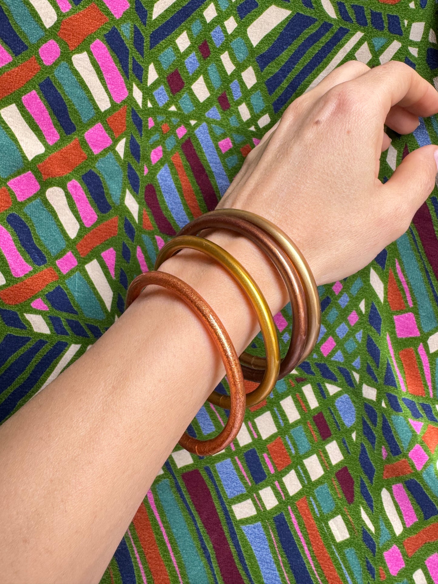 4 Piece Gold Bangle Bracelet Mix Gold