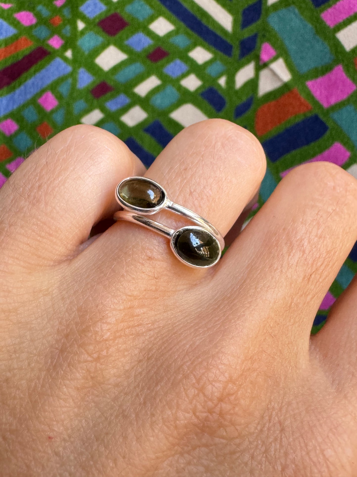 925 silver ring with adjustable tourmaline, size 16 - TA24