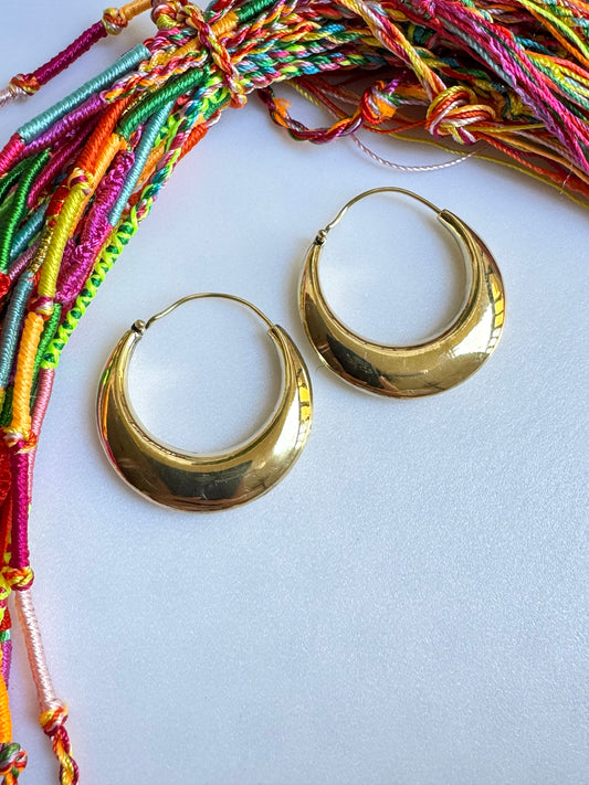 Gold Boho Flat Dome Earrings