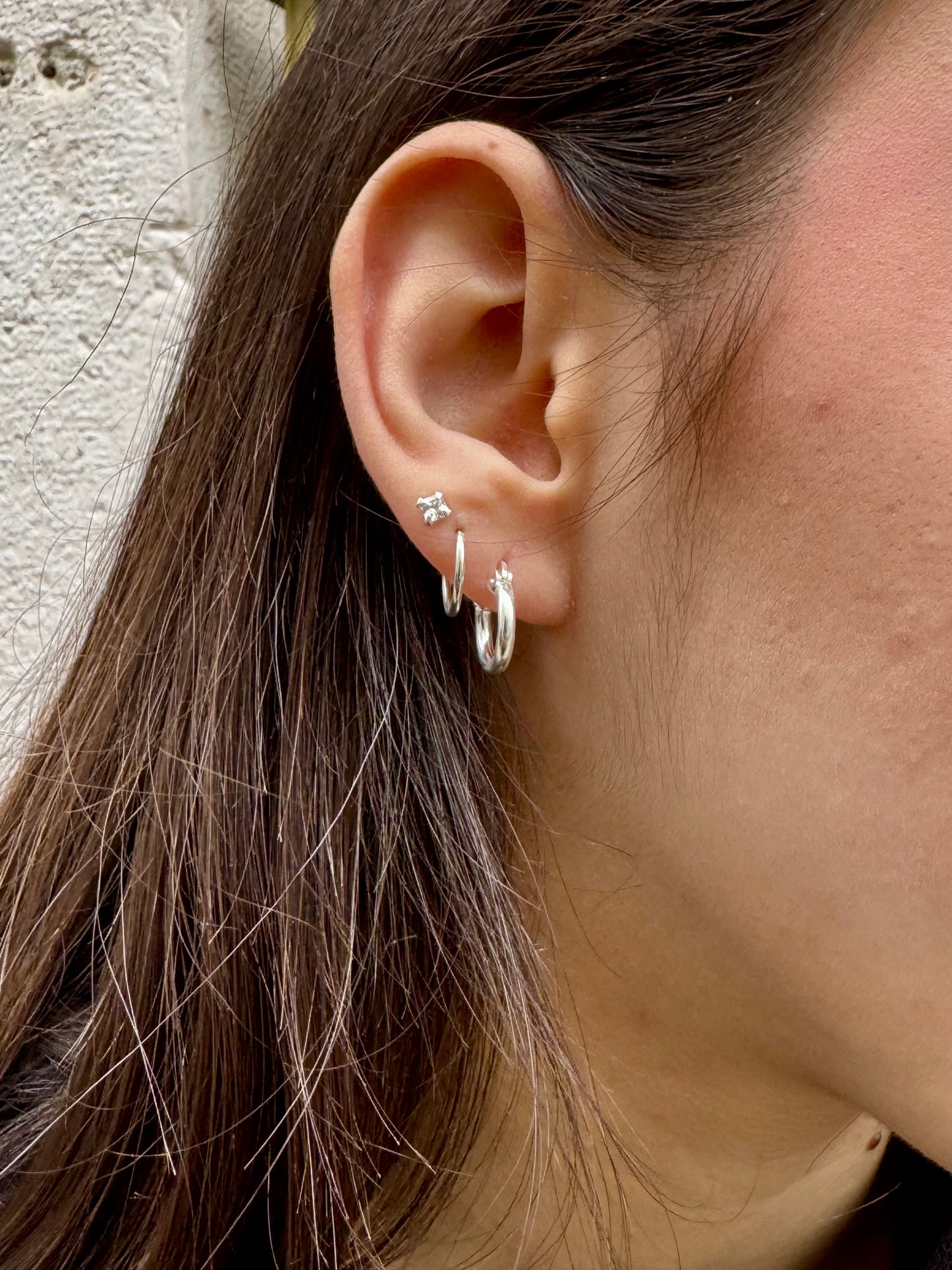 Single earring smooth circle cm 925 silver 1.2cm W30