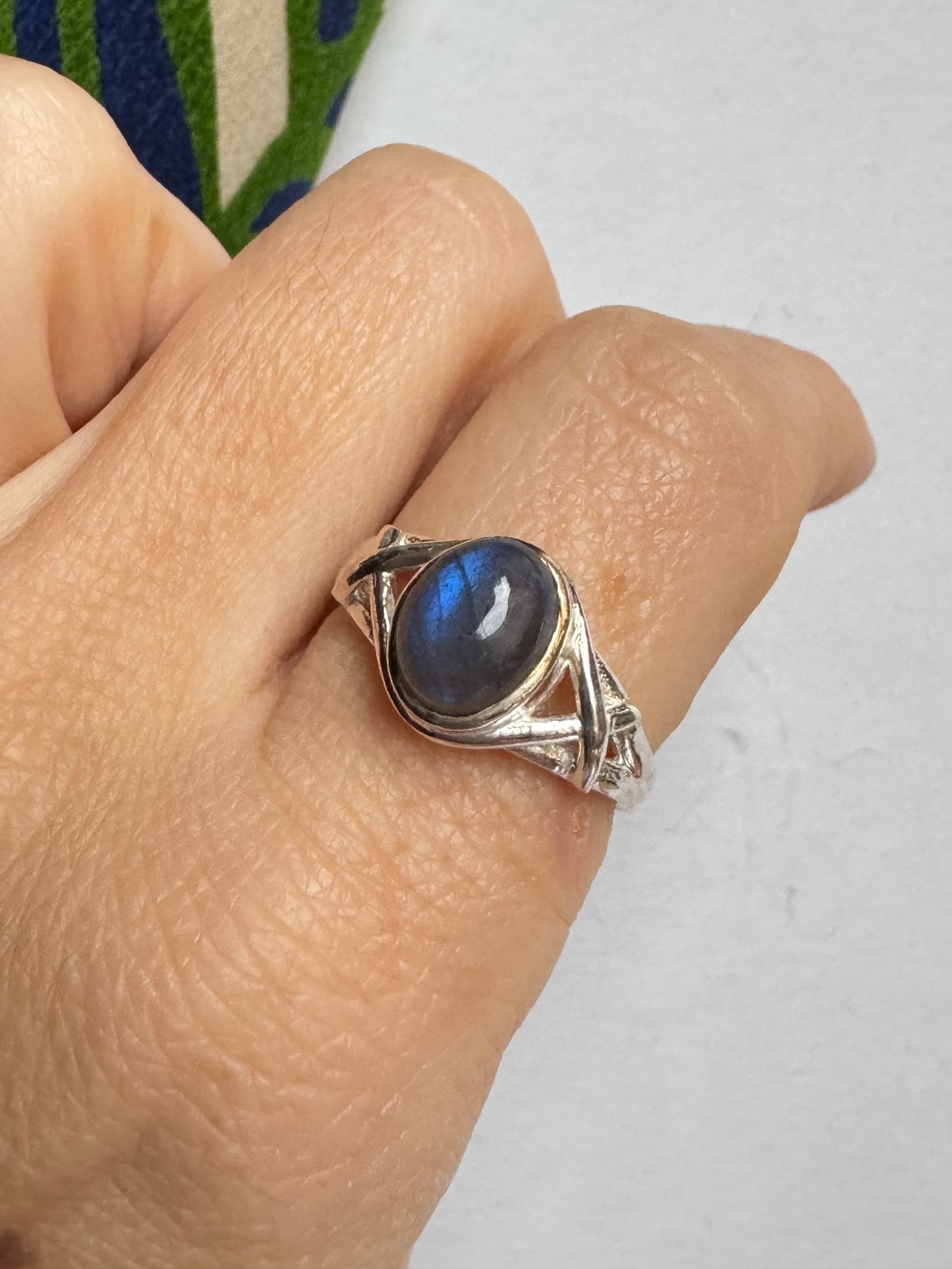 Anello argento 925 labradorite misura 17 - 37SZ