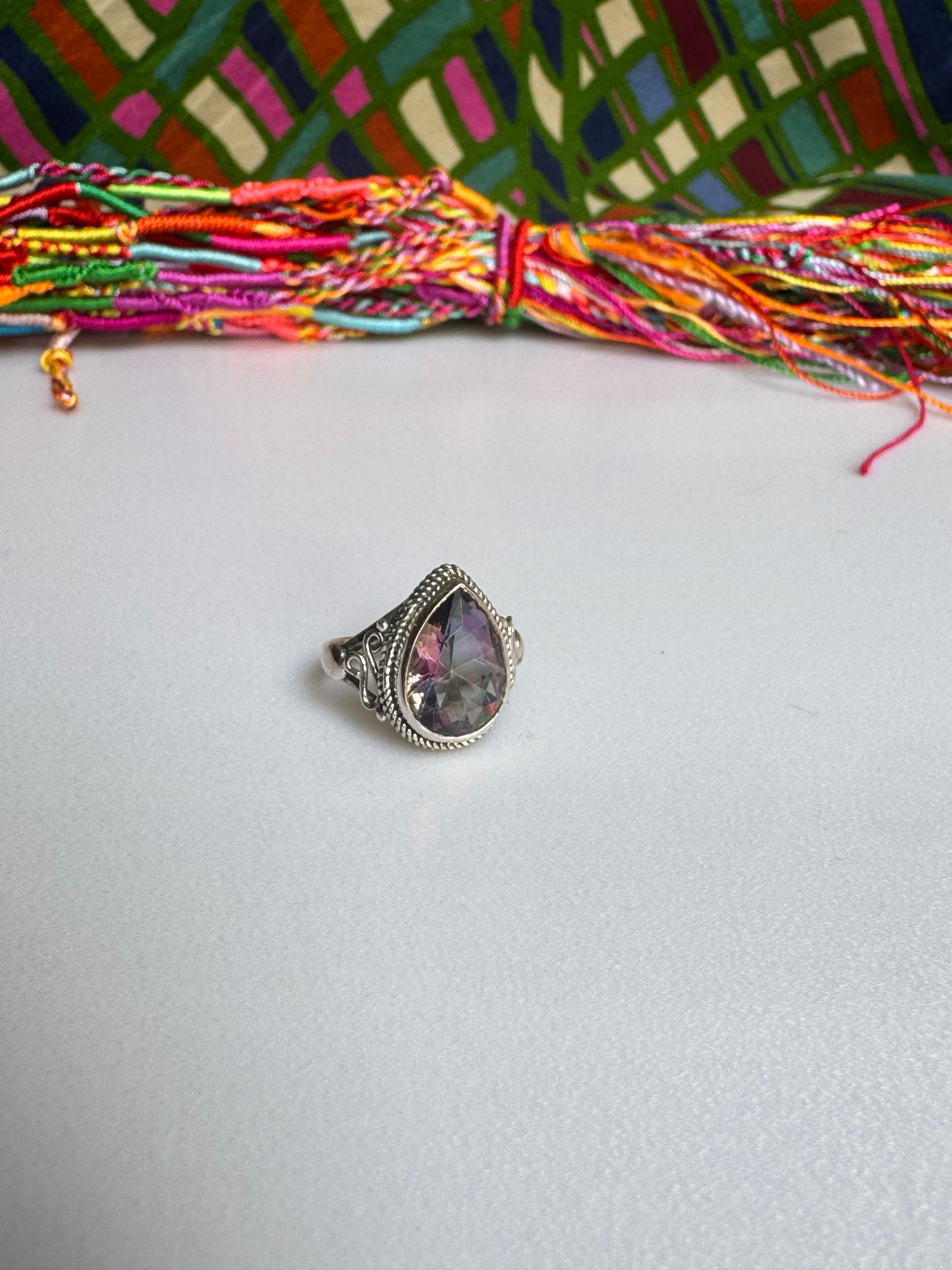 925 silver mystic stone ring size 14 9MS