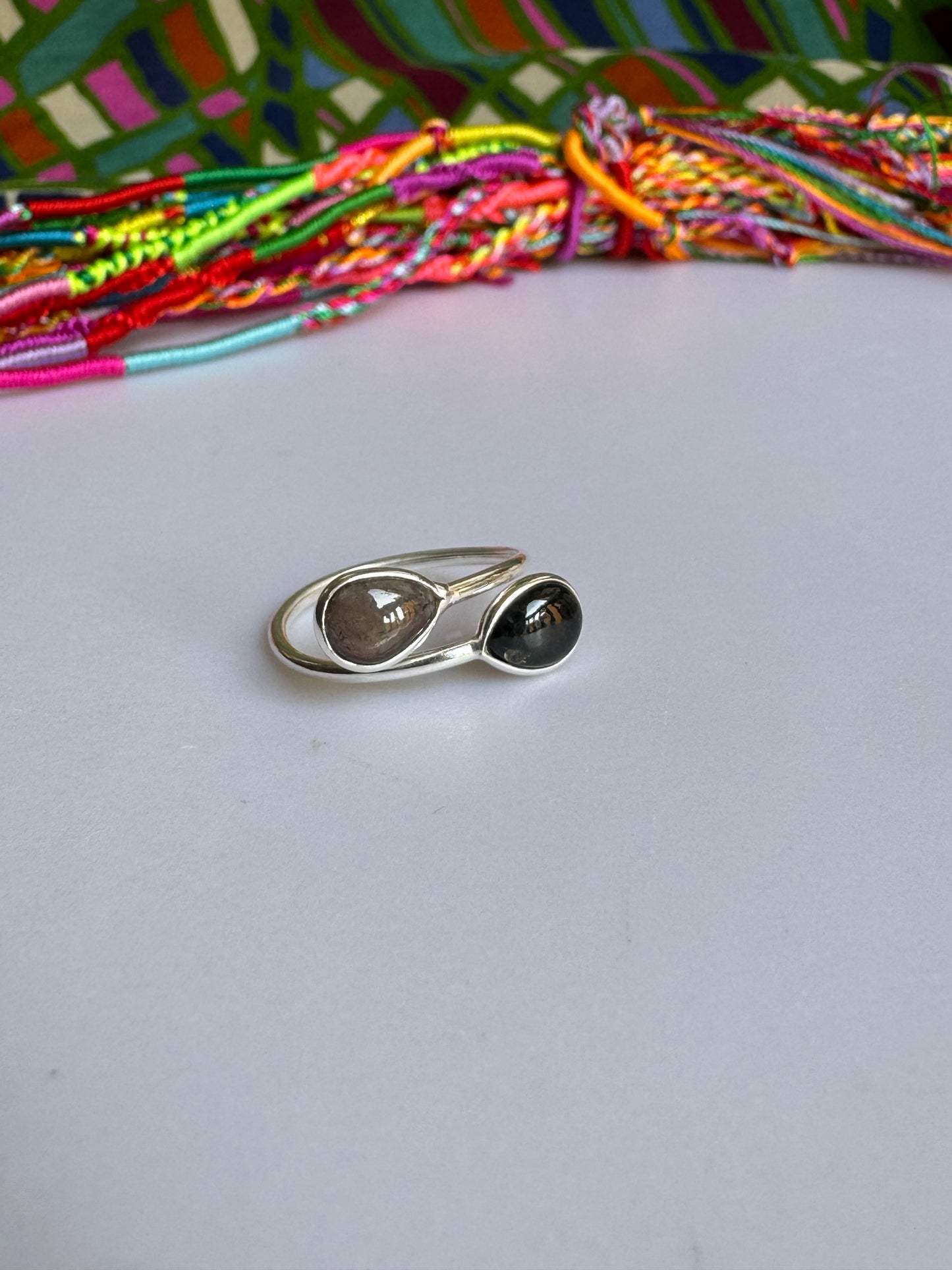 925 silver ring with adjustable tourmaline, size 18 - TA33