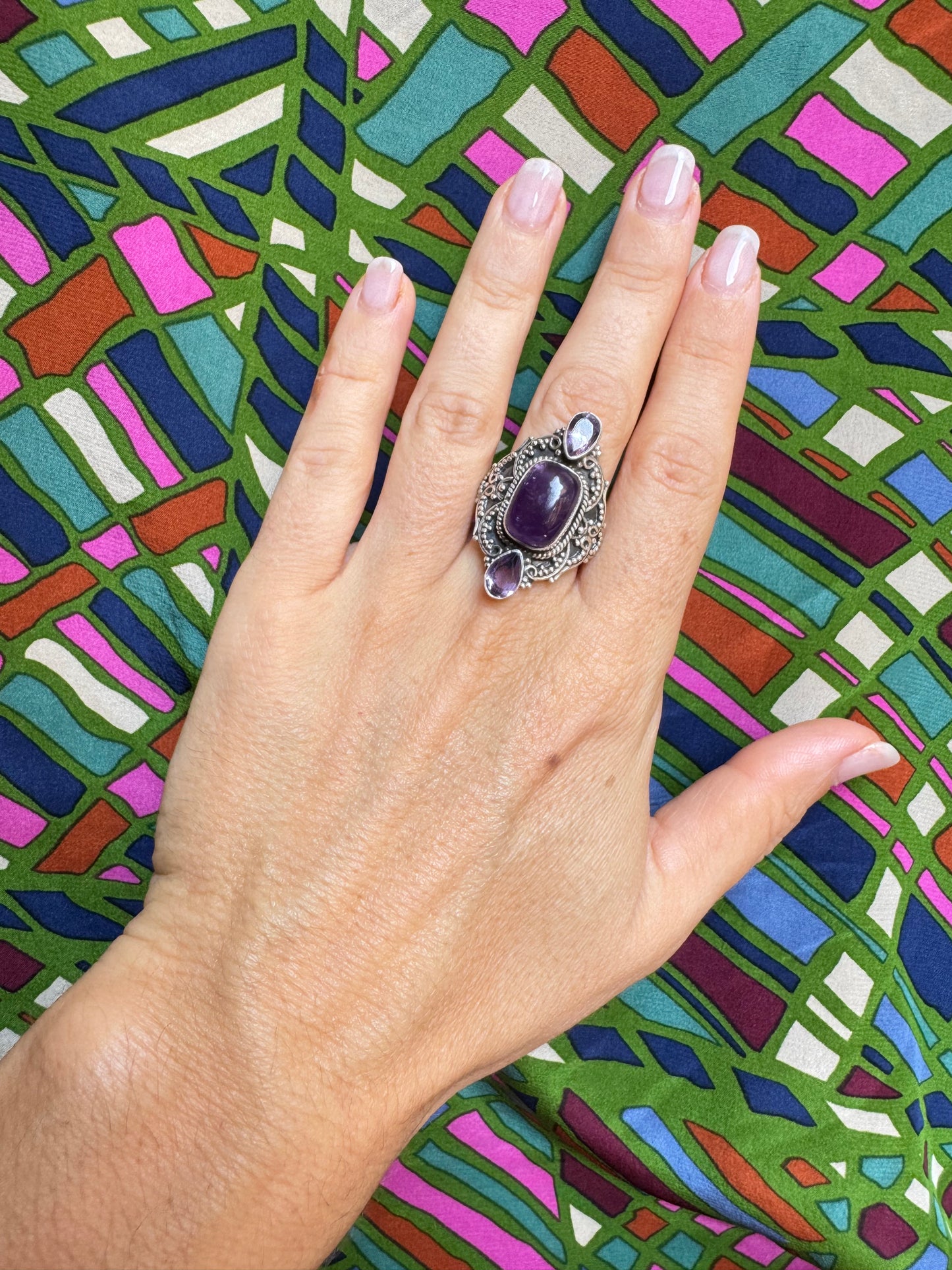 925 silver amethyst ring size 17 - G68