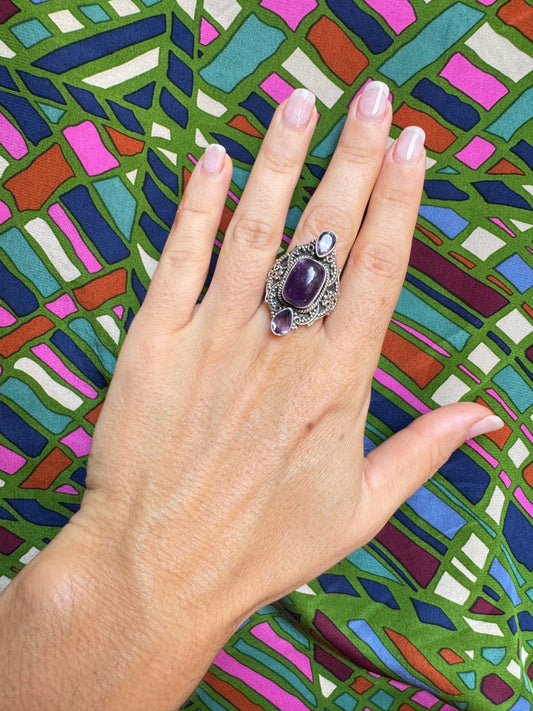 Anello argento 925 ametista misura 17 - G68