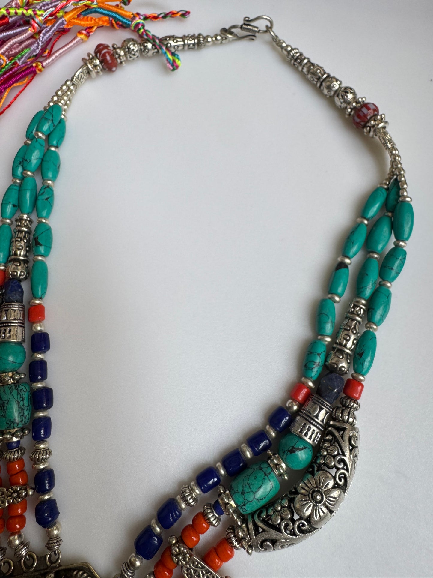 Collana nepalese metallo pietre vintage anni 70