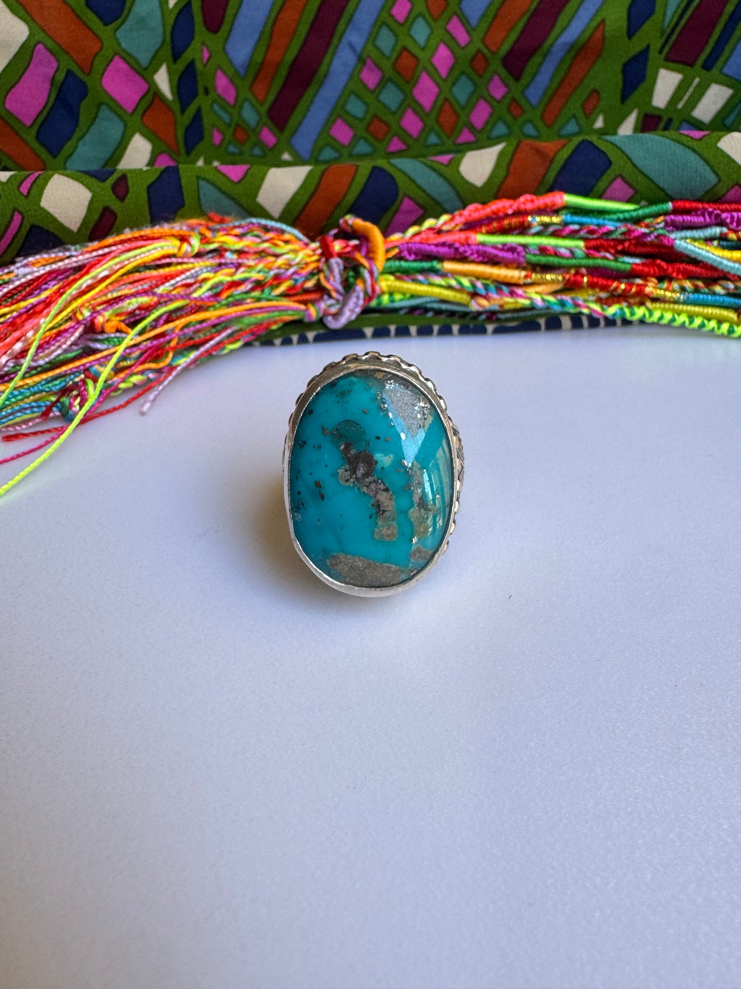 925 silver copper turquoise ring size 29/30 G51