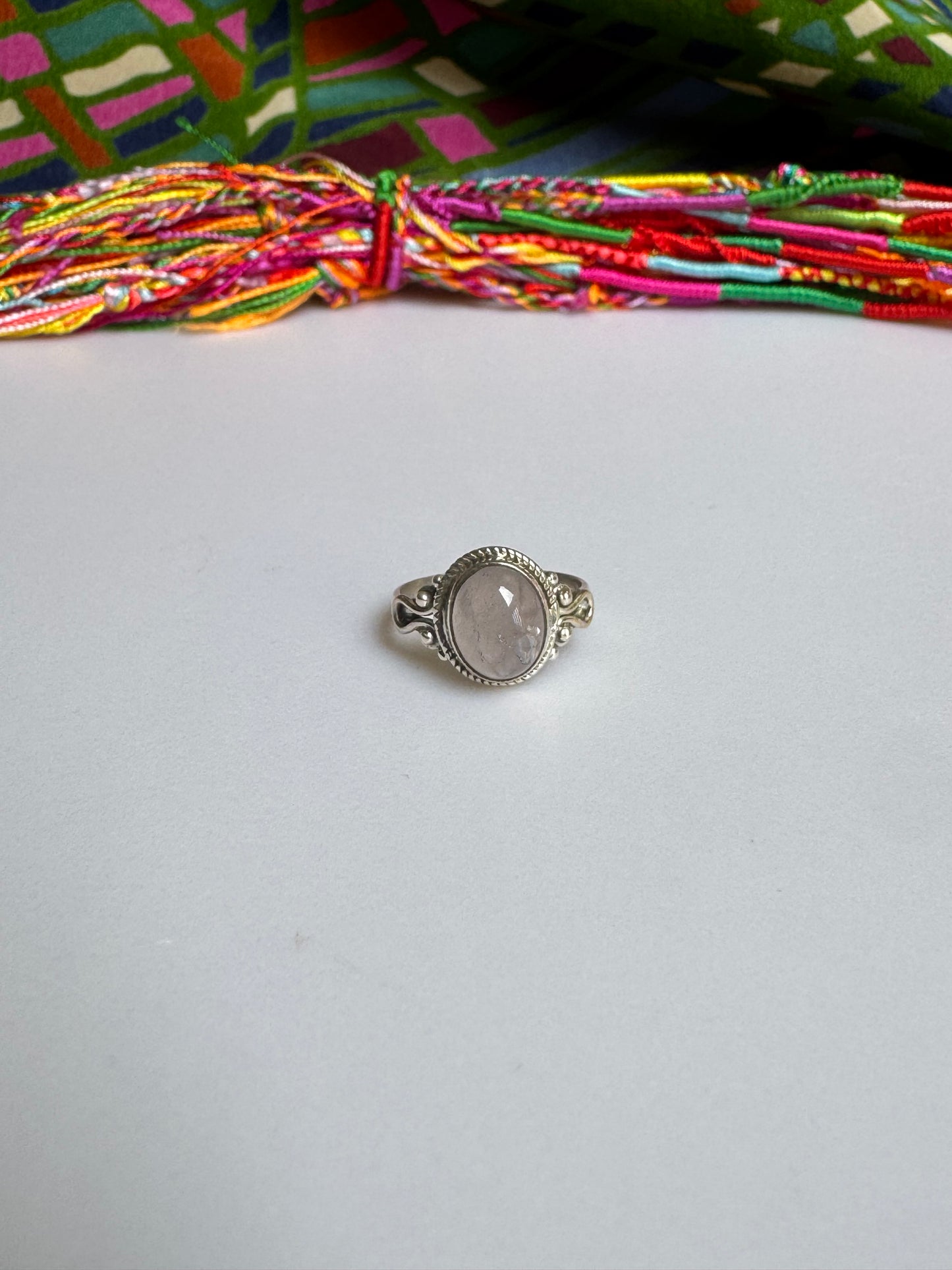 925 silver rose quartz ring size 13/14 - 1QR defective