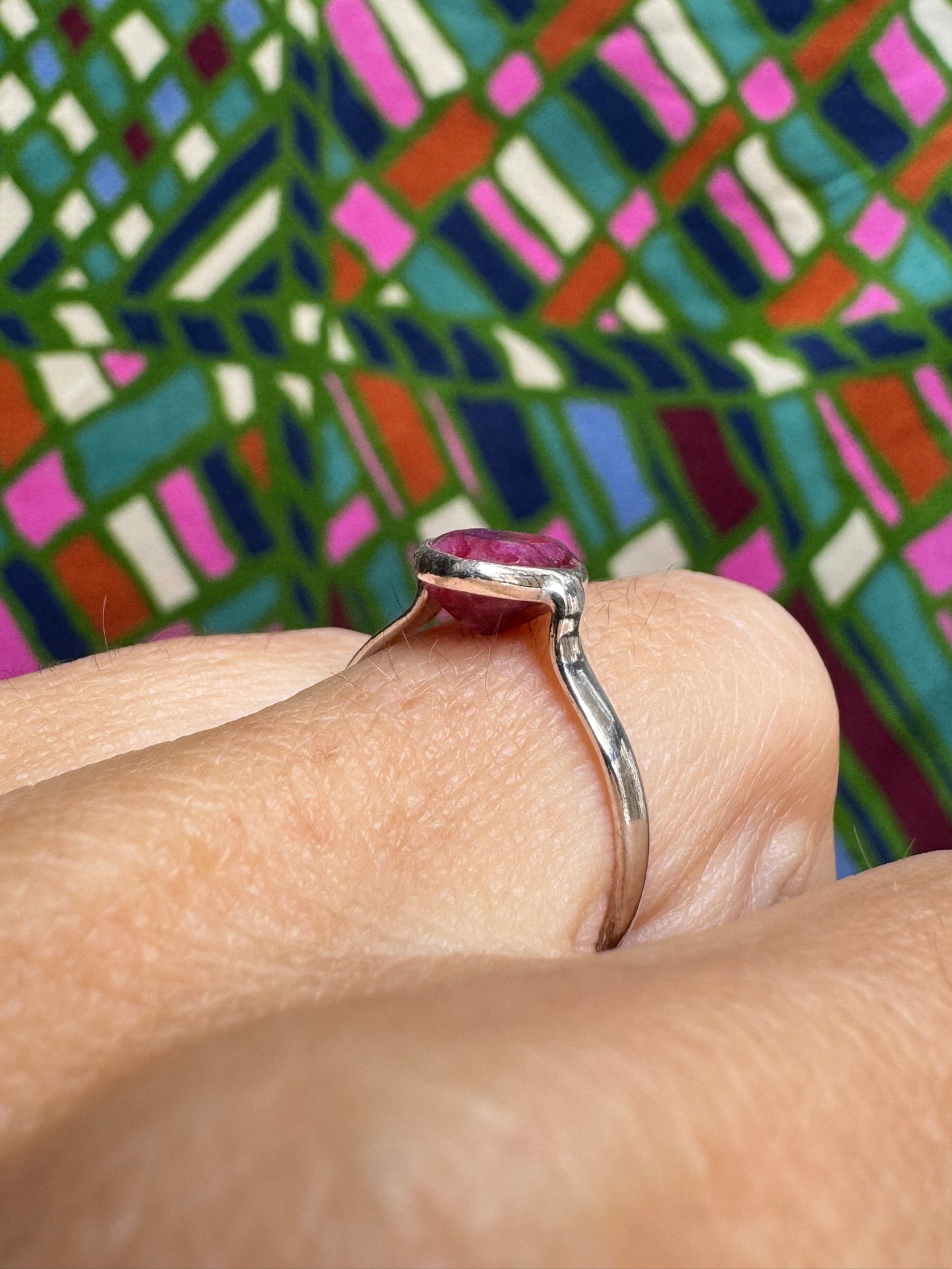 925 silver ring with ruby ​​root, size 17 - 29AM