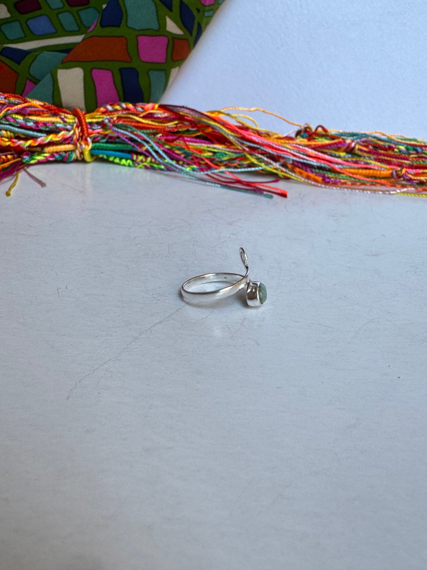 Anello boho argentato amazzonite