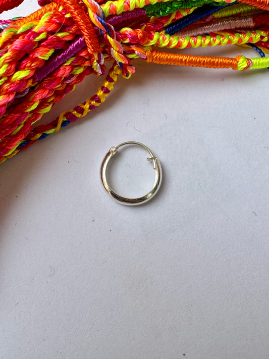 Single earring smooth circle cm 925 silver 1.4cm W25