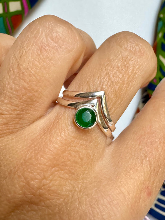 Anello argento 925 onice verde misura 17 M13