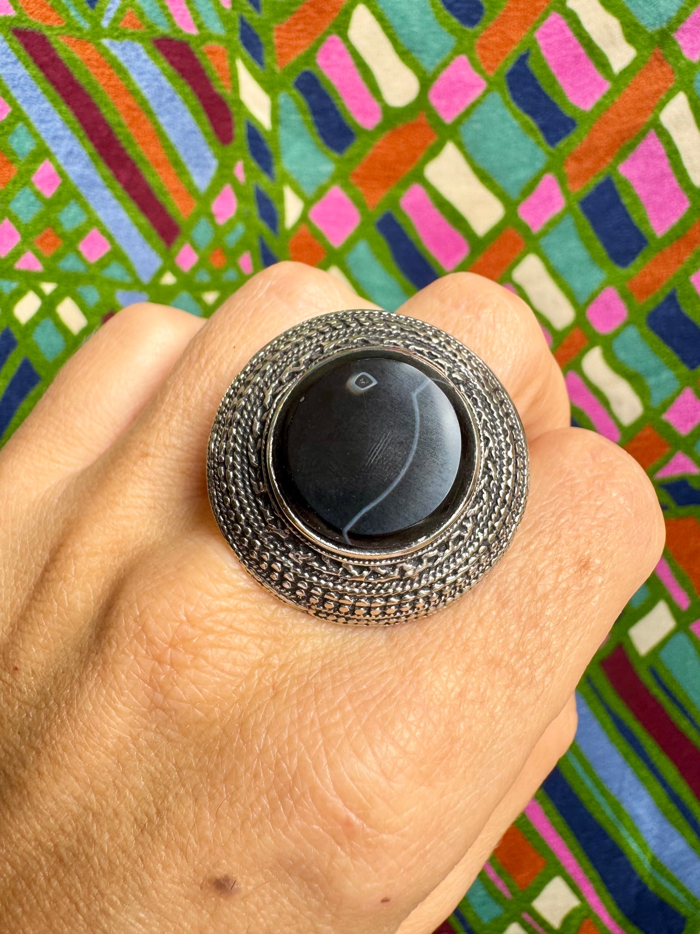 Antique vintage agate stone ring