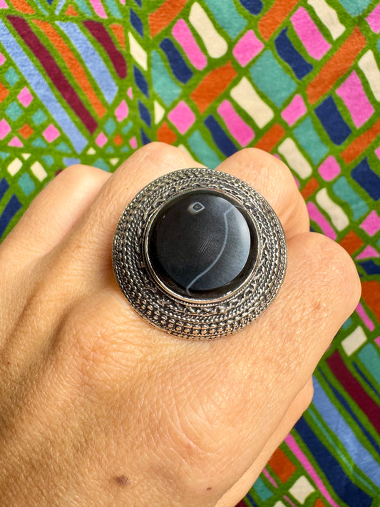 Antique vintage agate stone ring