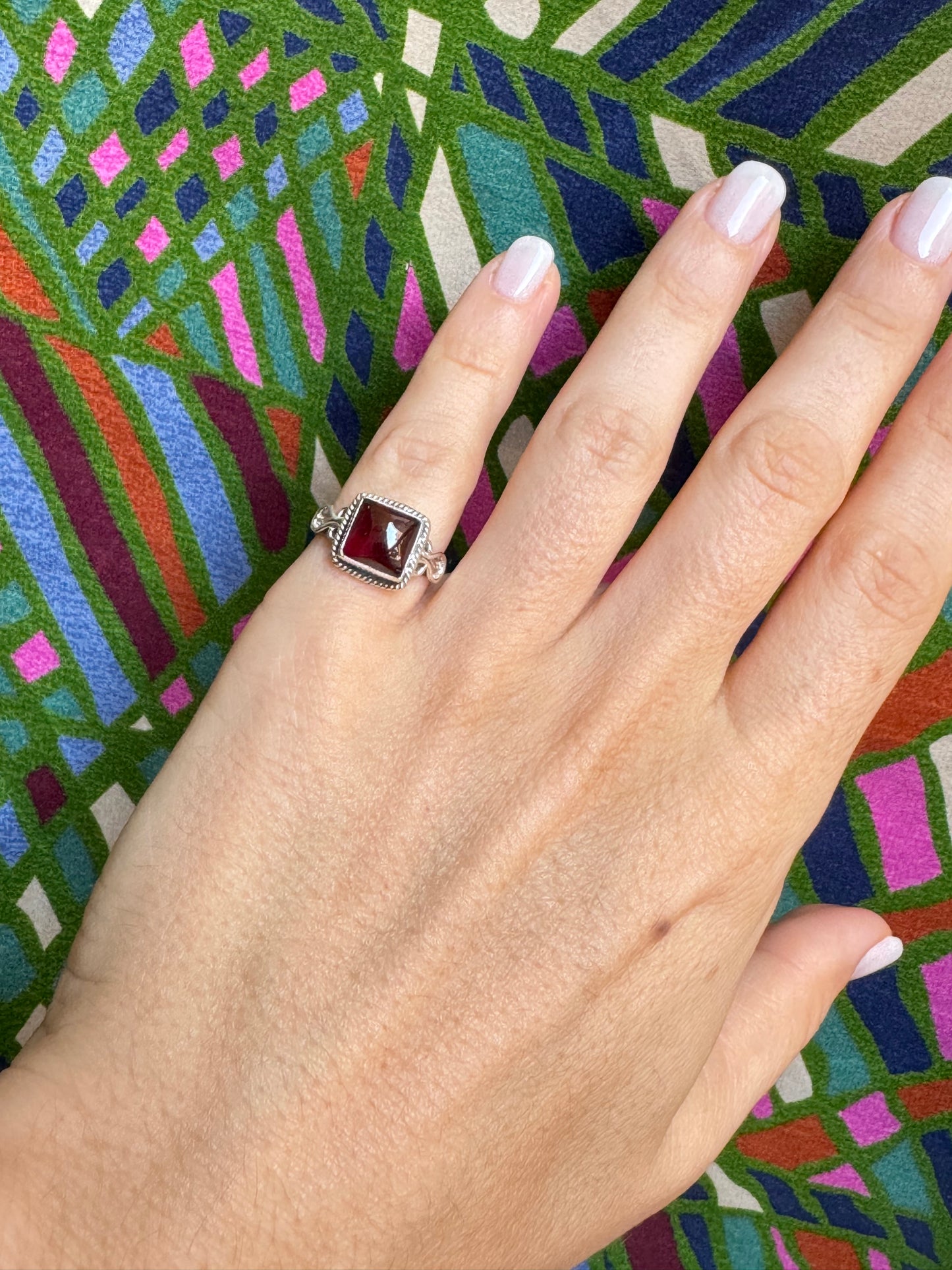 925 silver ring garnet E10