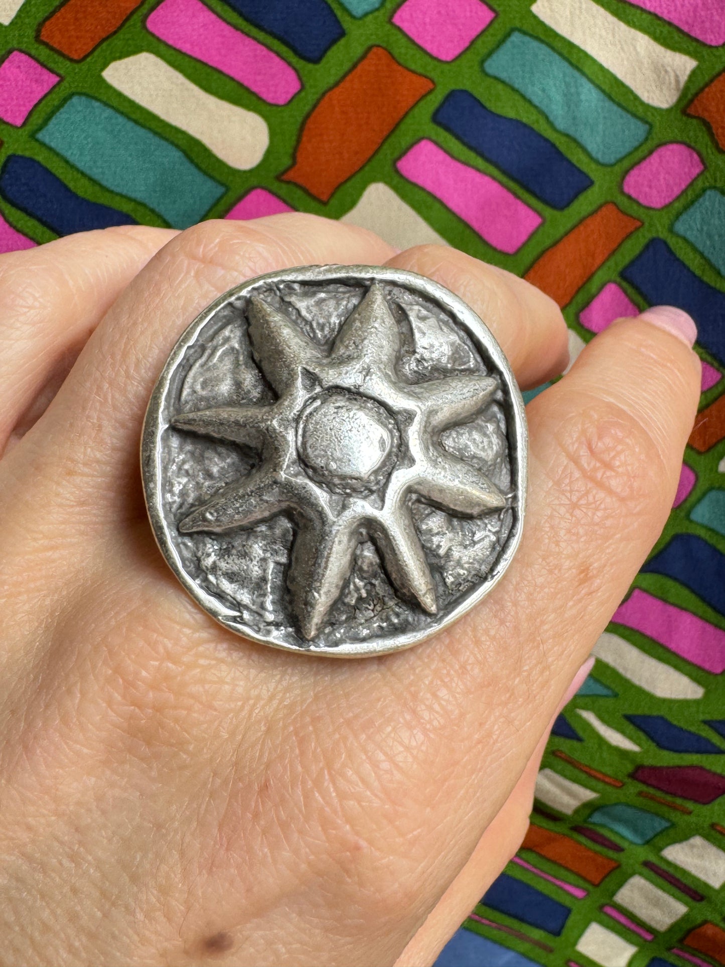 Silver zamak sun ring