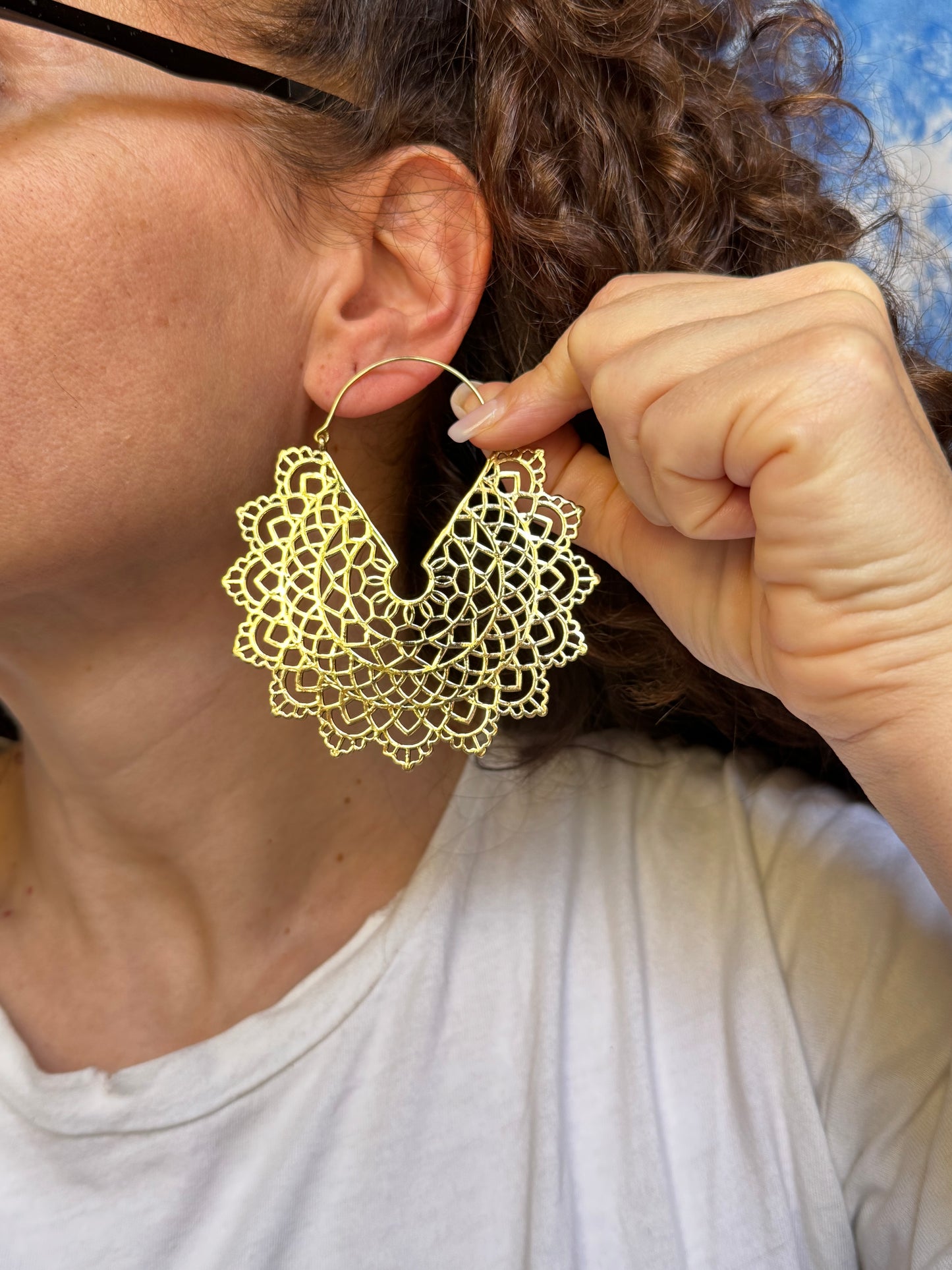 Orecchini boho dorati cerchi mandala