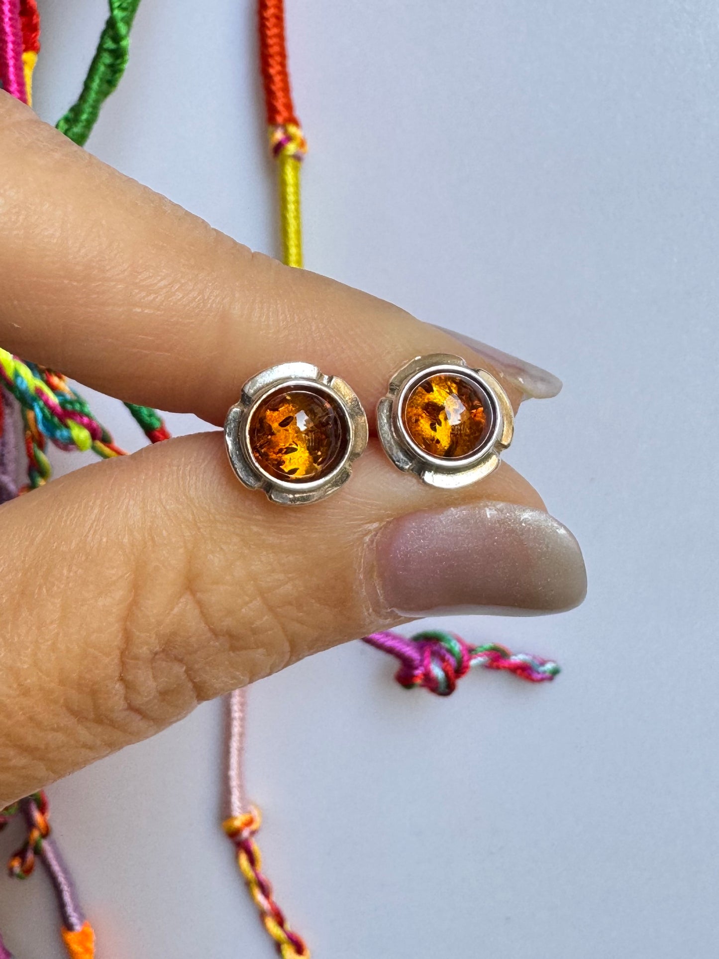 925 silver amber stud earrings 37AM