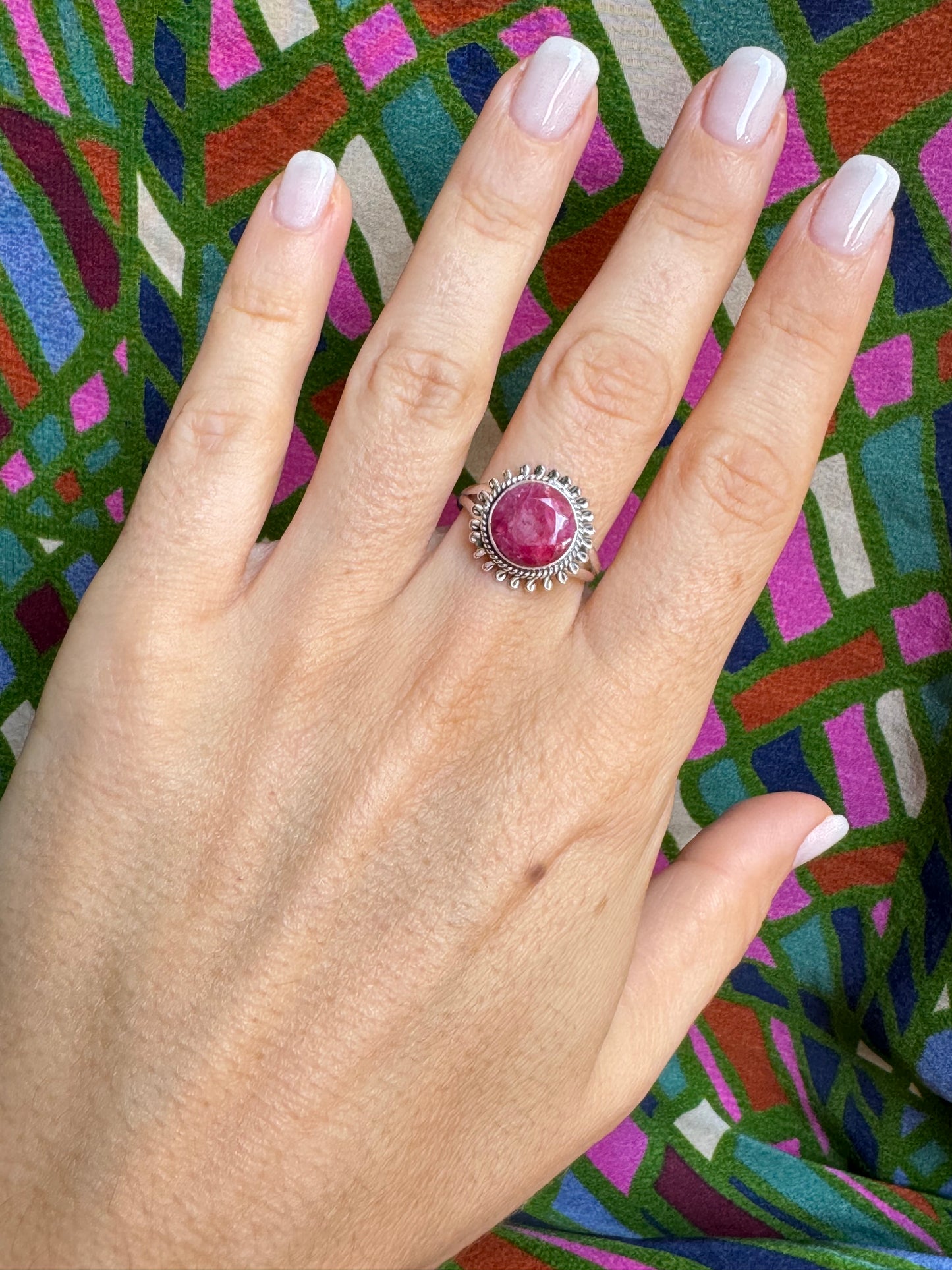 925 silver ring ruby ​​root T84