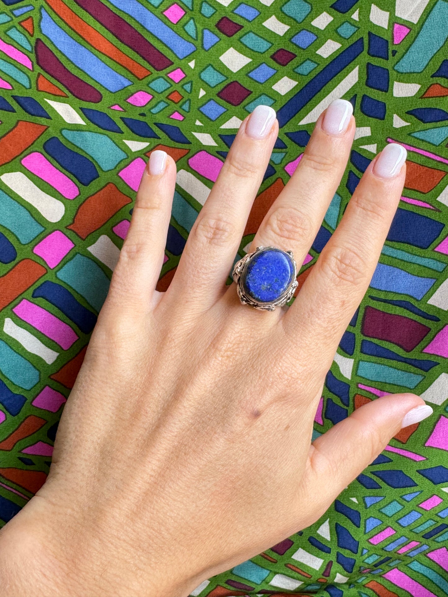 Antique vintage lapis lazuli hard stone ring