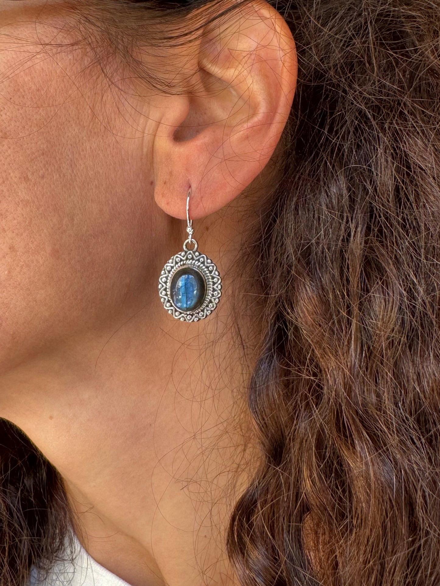 Orecchini argento 925 labradorite D41