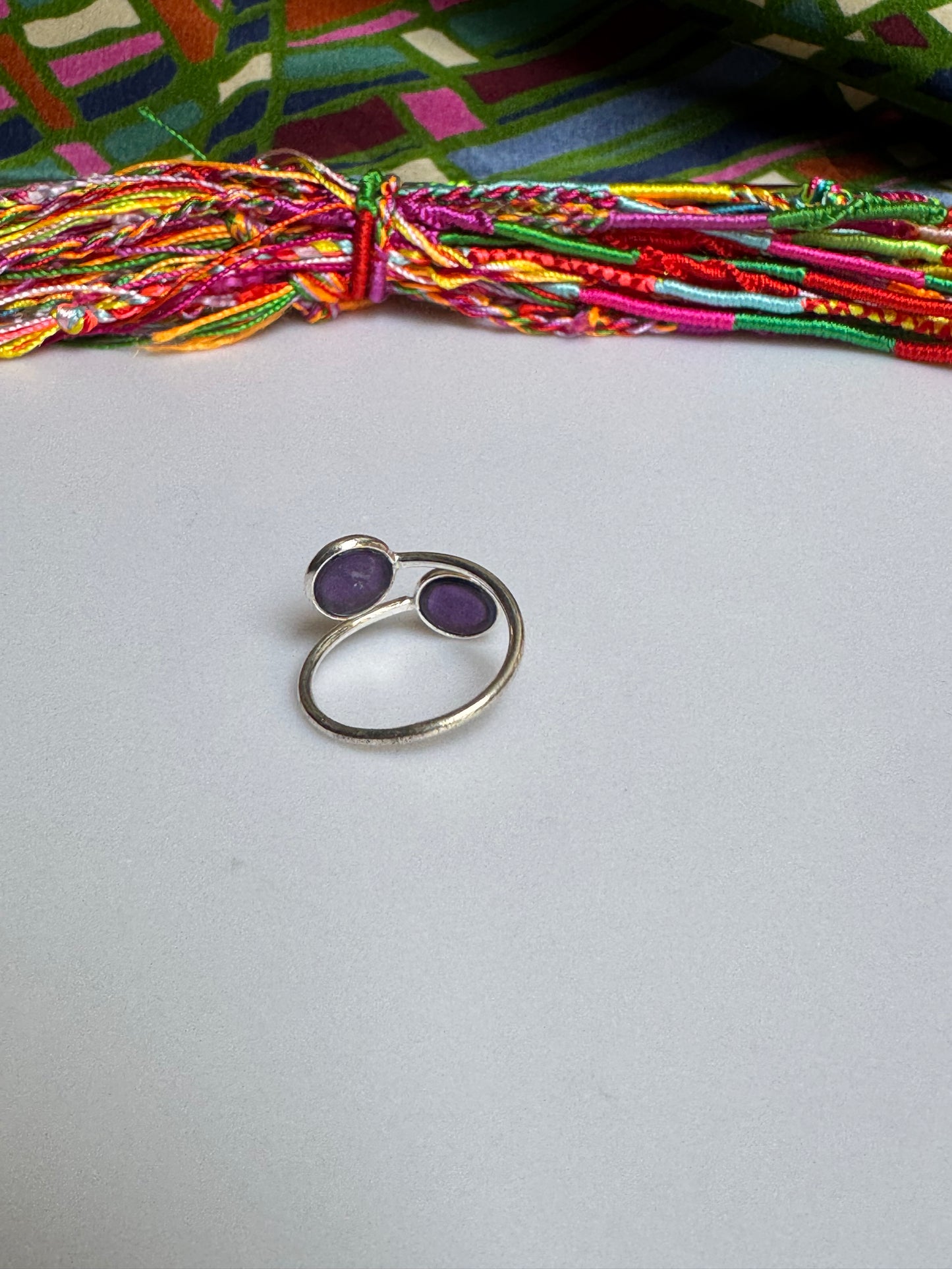 925 silver amethyst ring adjustable size 17 - 13A