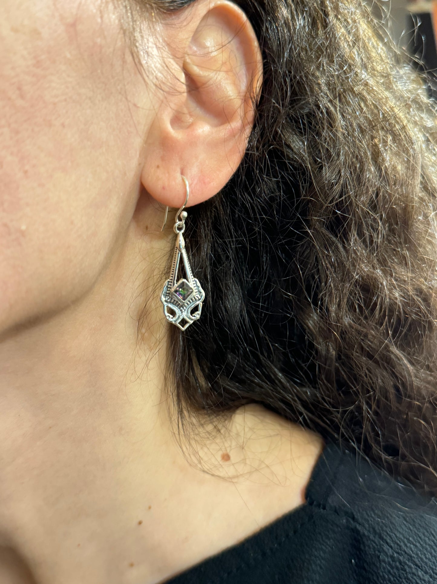 925 mystic stone silver earrings