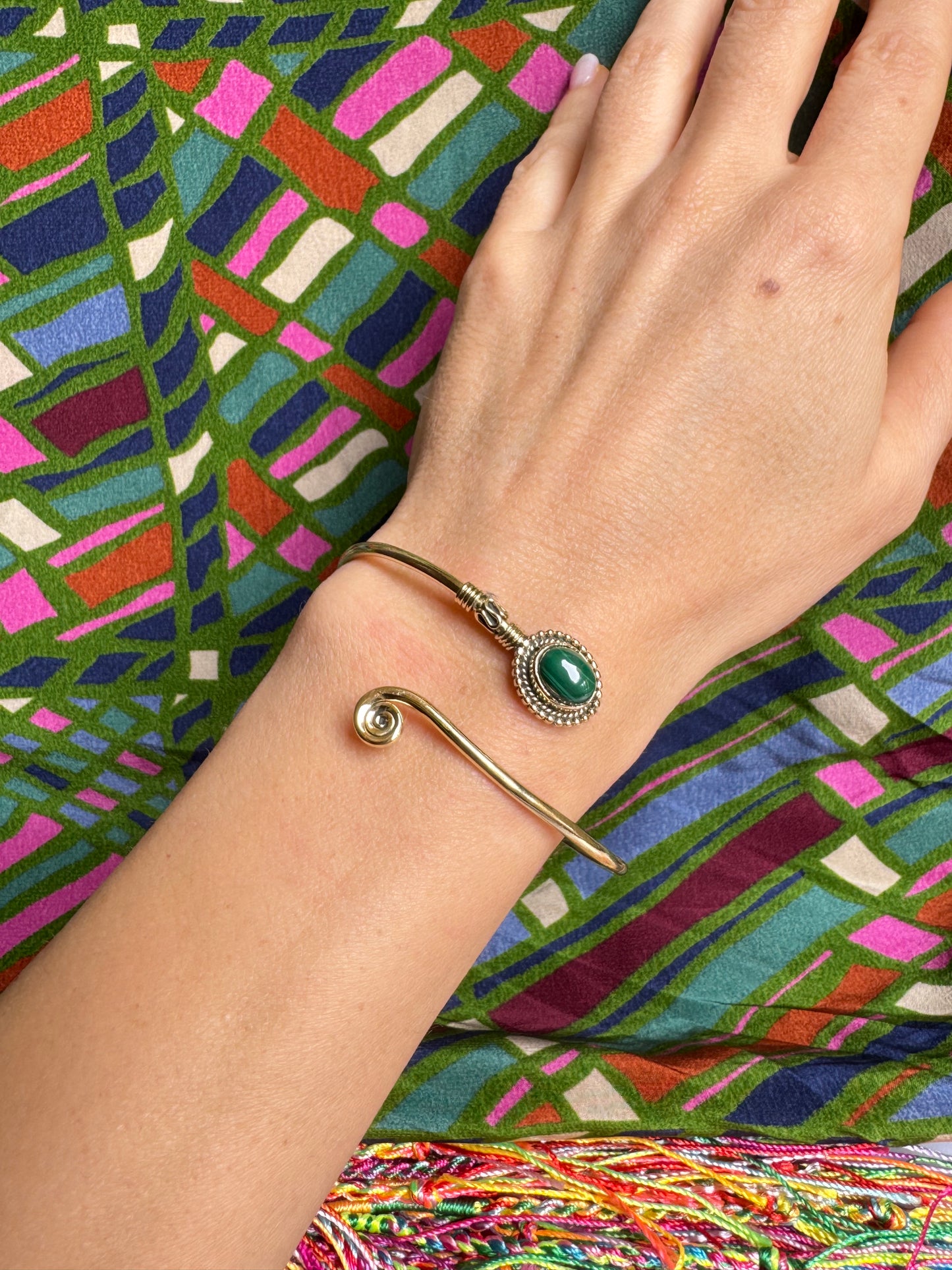 Green gold boho bracelet