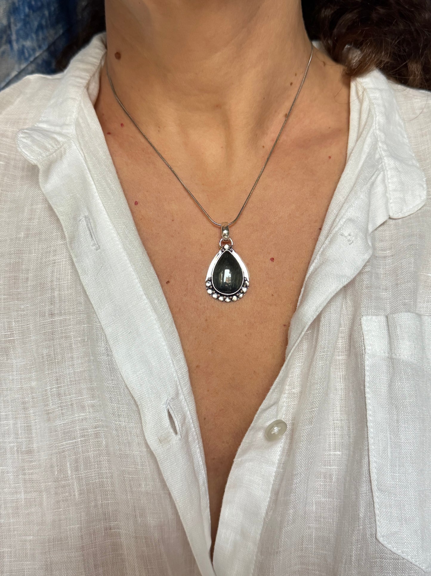 Ciondolo argentato labradorite