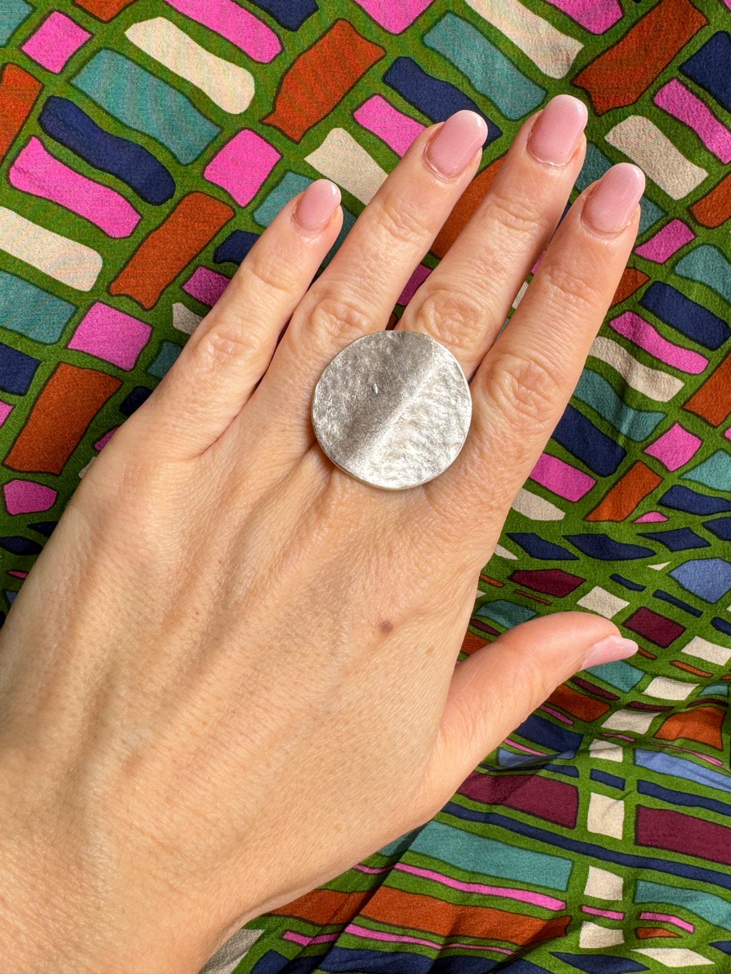 Silver zamak circle ring