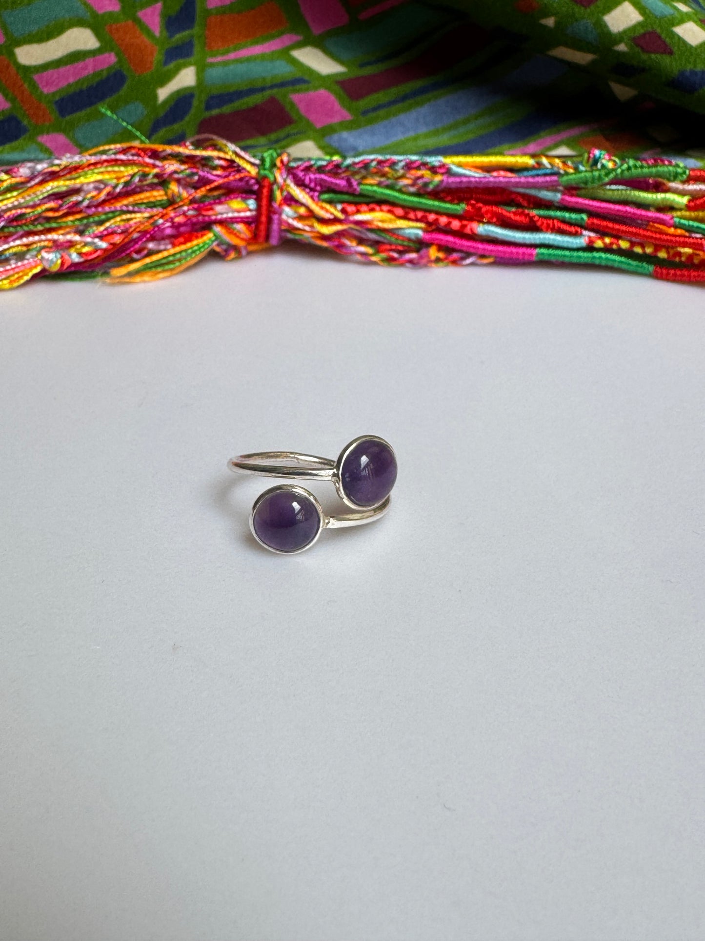 925 silver amethyst ring adjustable size 17 - 13A