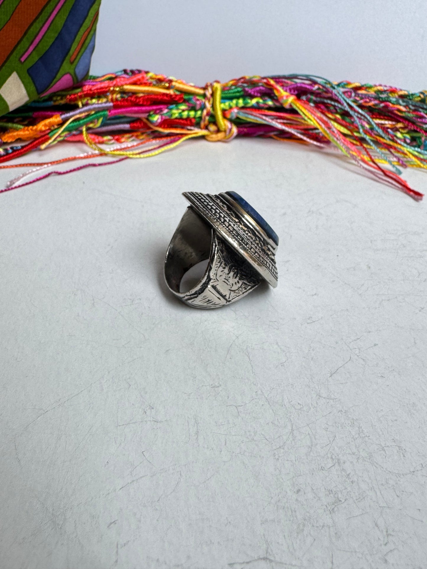 Anello antico pietra dura lapislazzuli vintage misura 18/19